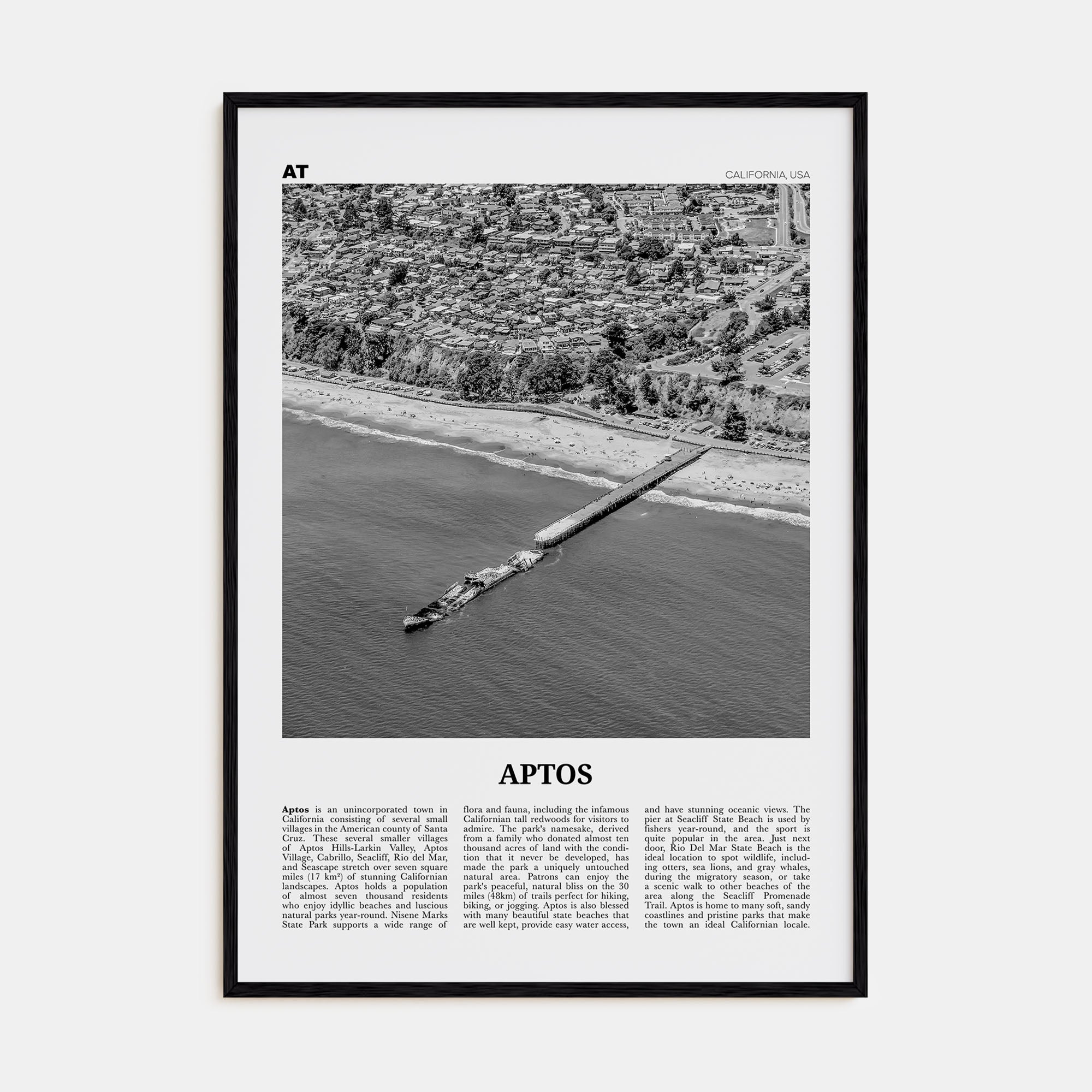 Aptos Travel B&W Poster
