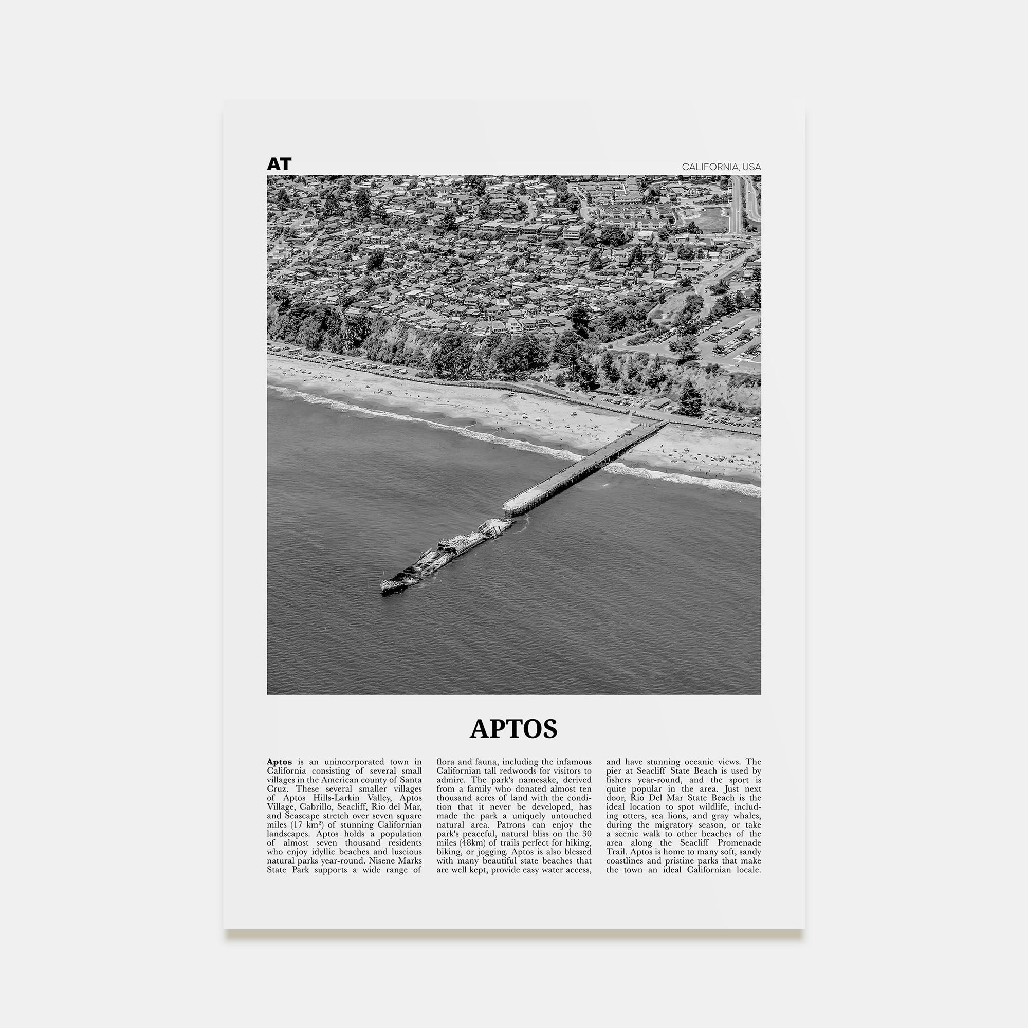 Aptos Travel B&W Poster