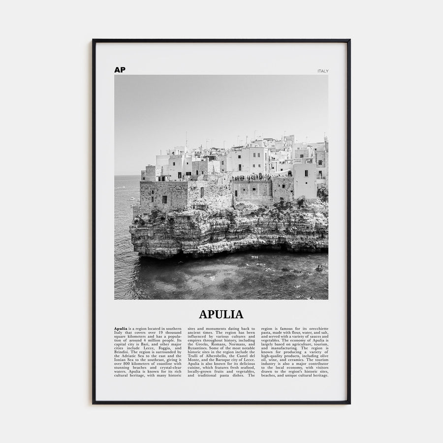 Apulia Travel B&W Poster
