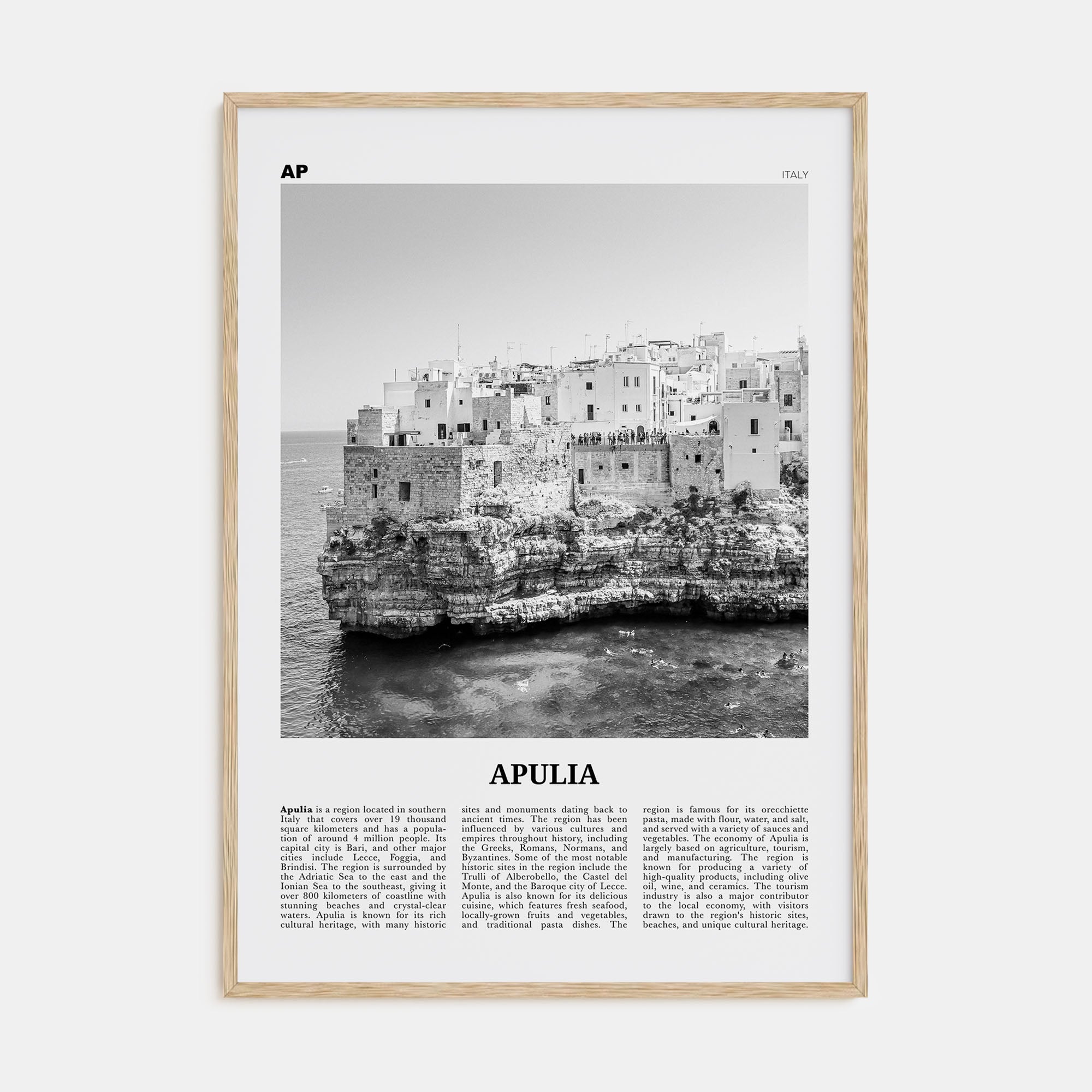 Apulia Travel B&W Poster
