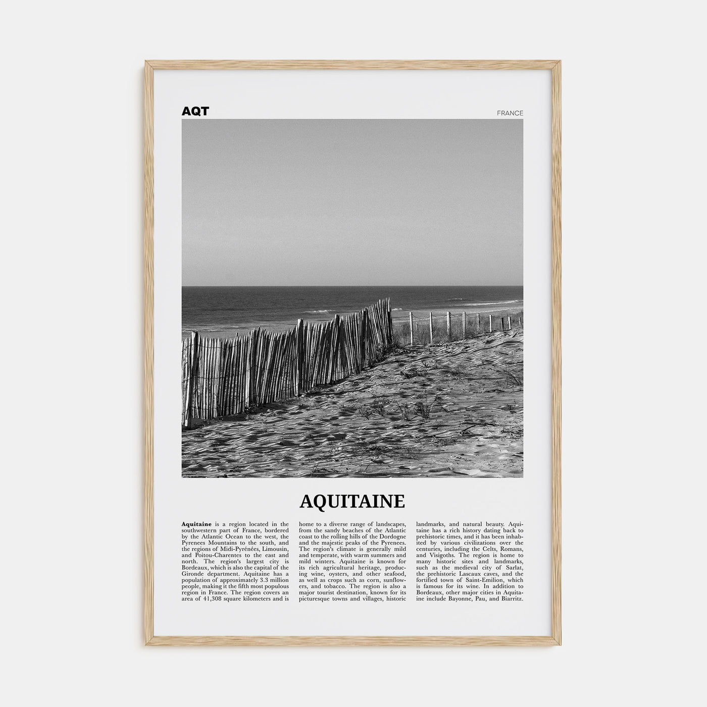 Aquitaine Travel B&W Poster
