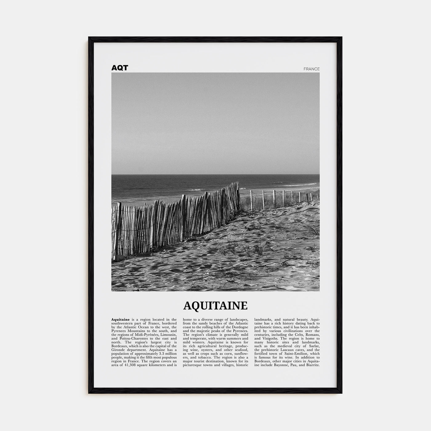 Aquitaine Travel B&W Poster