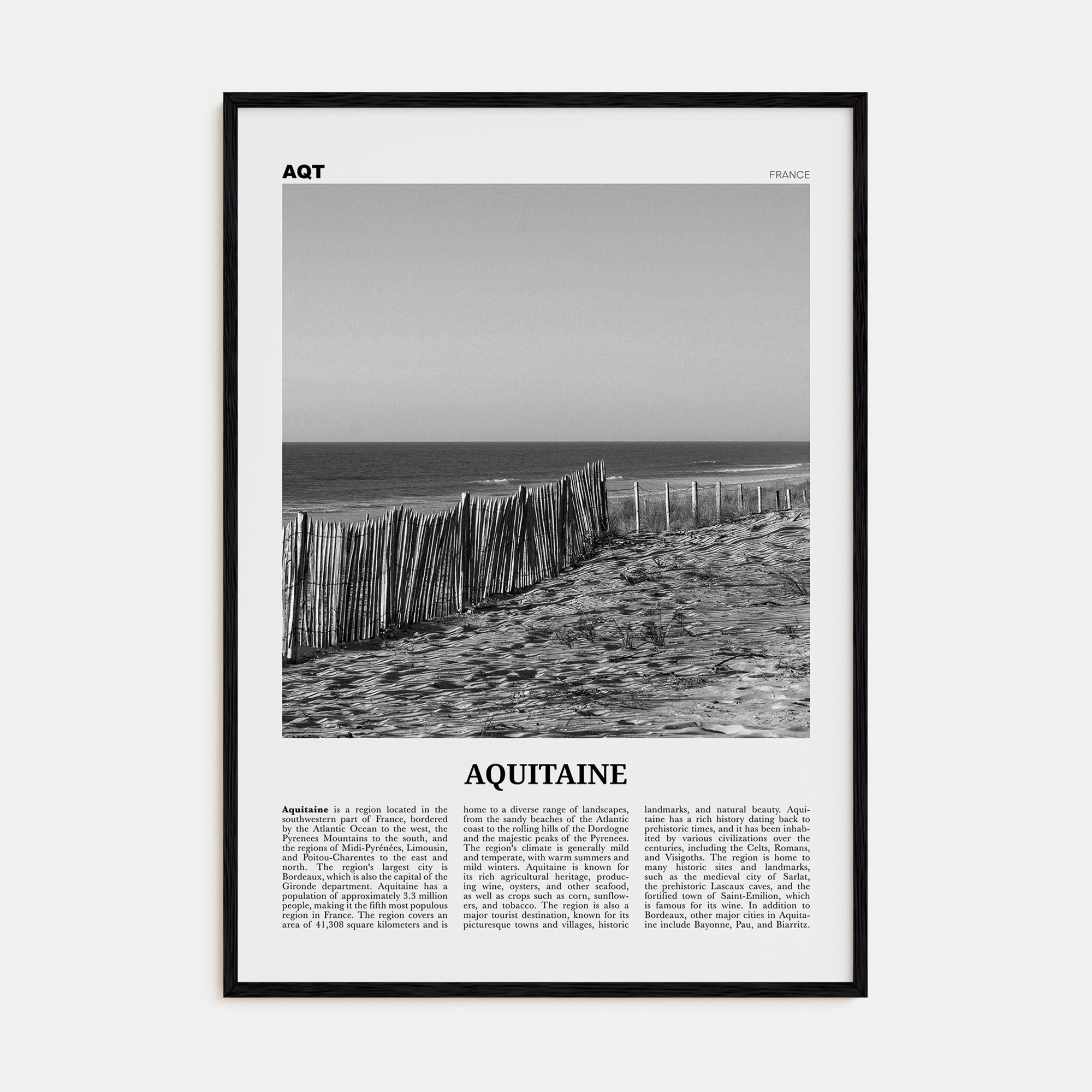 Aquitaine Travel B&W Poster