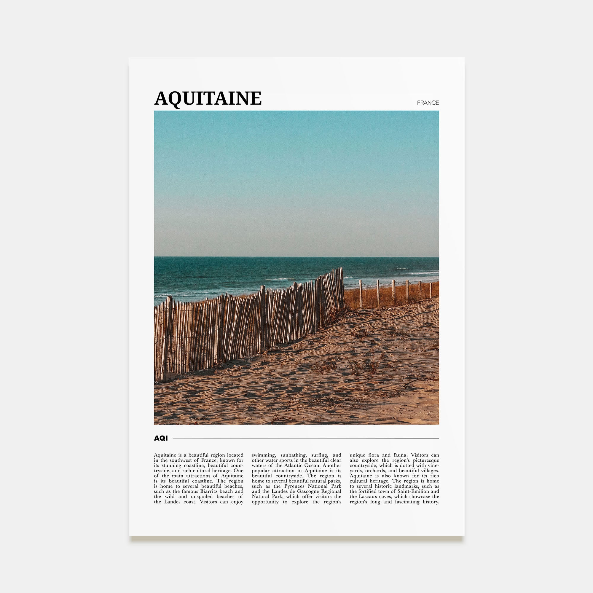Aquitaine Travel Color Poster