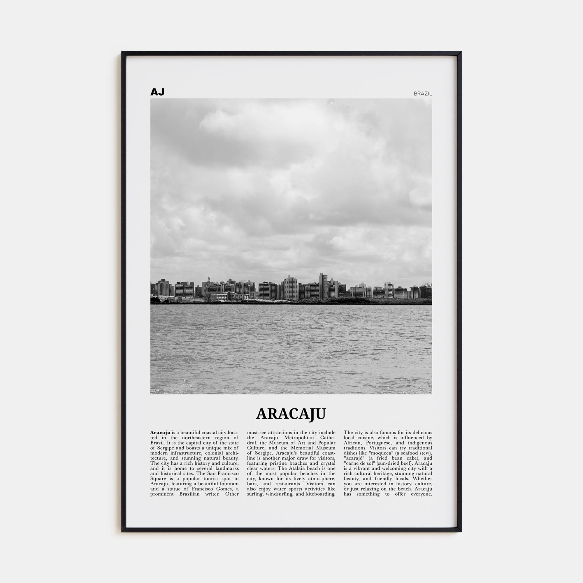 Aracaju Travel B&W Poster