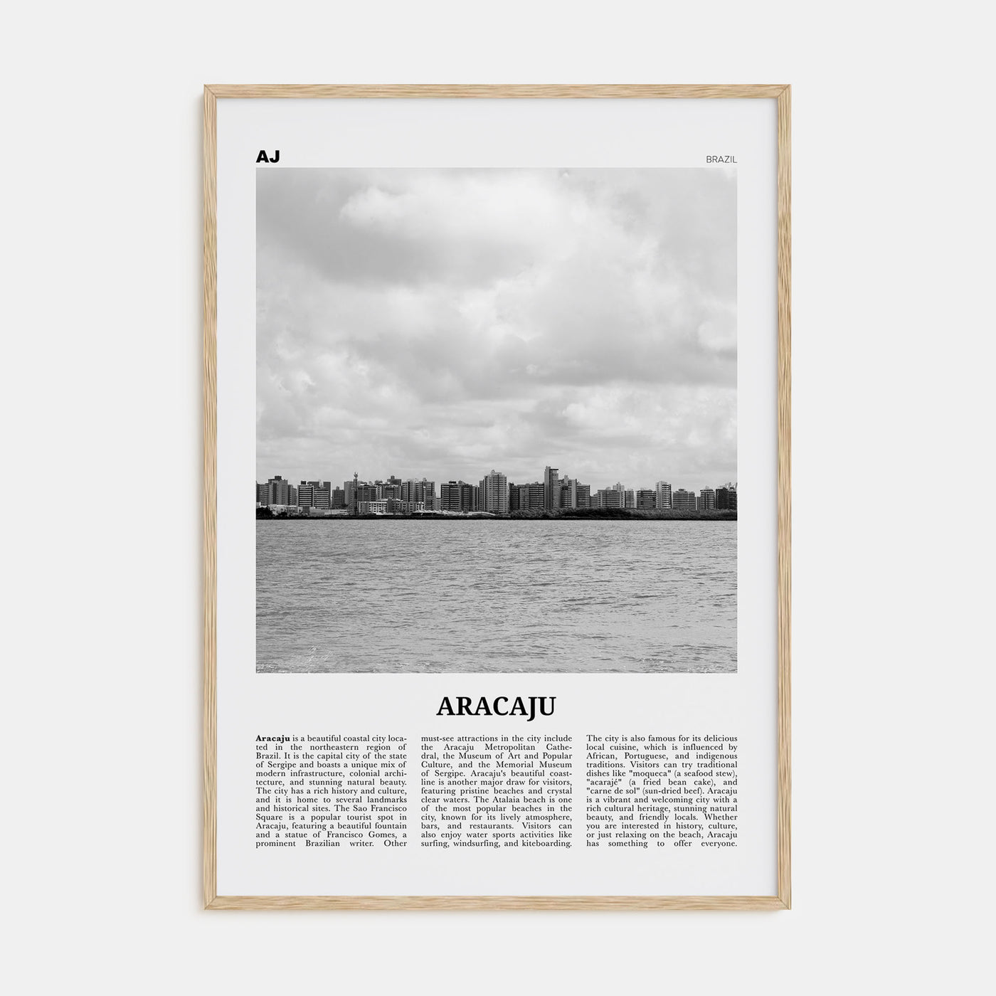 Aracaju Travel B&W Poster