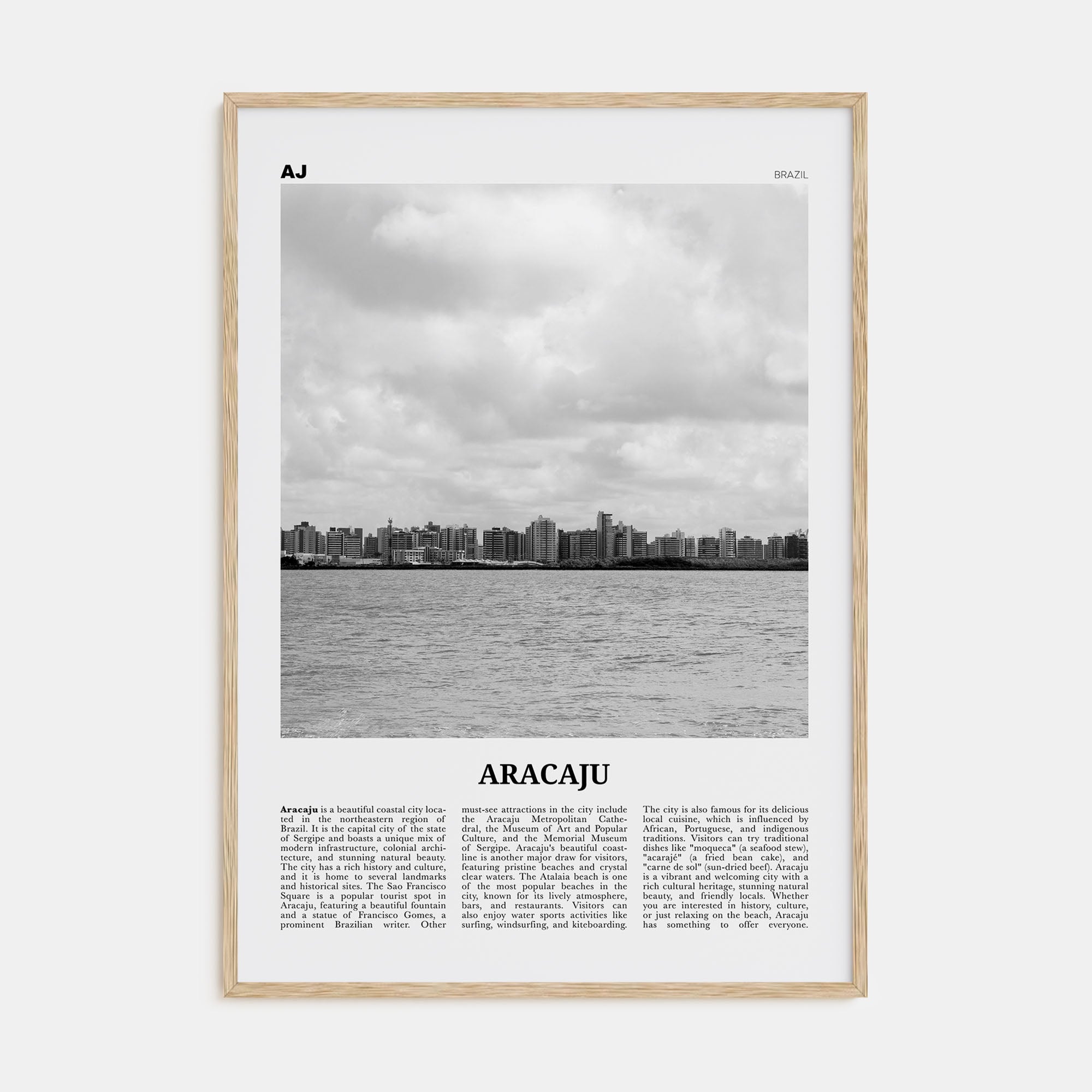 Aracaju Travel B&W Poster