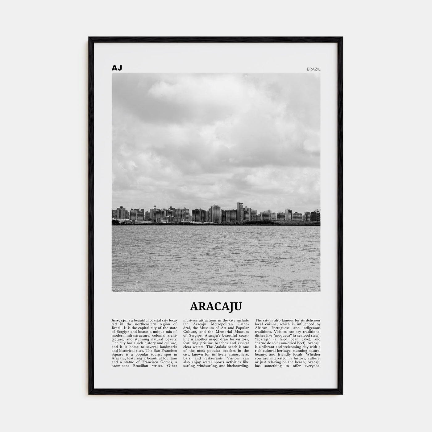 Aracaju Travel B&W Poster