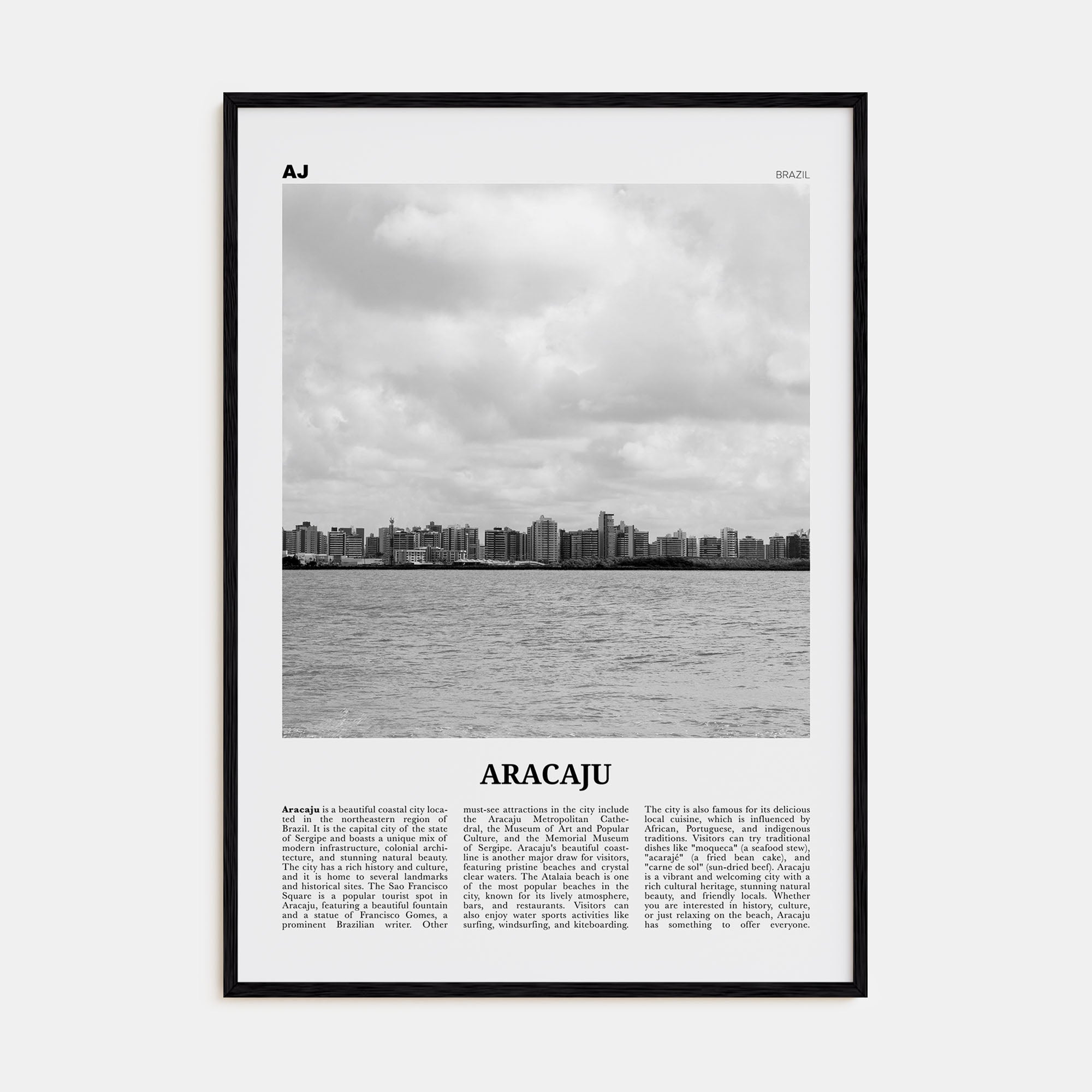 Aracaju Travel B&W Poster