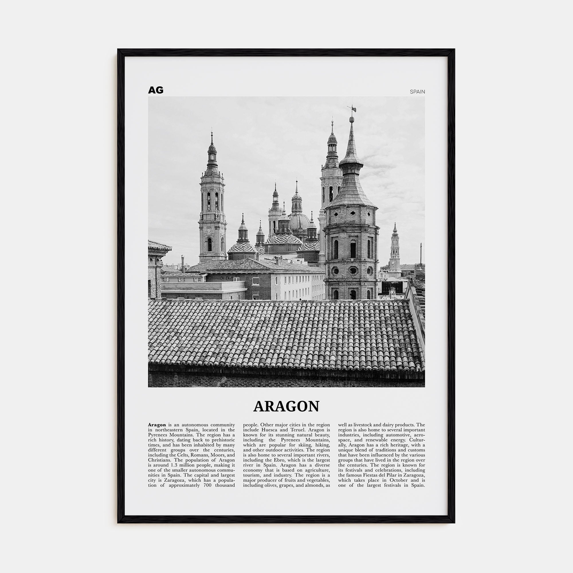Aragon Travel B&W Poster