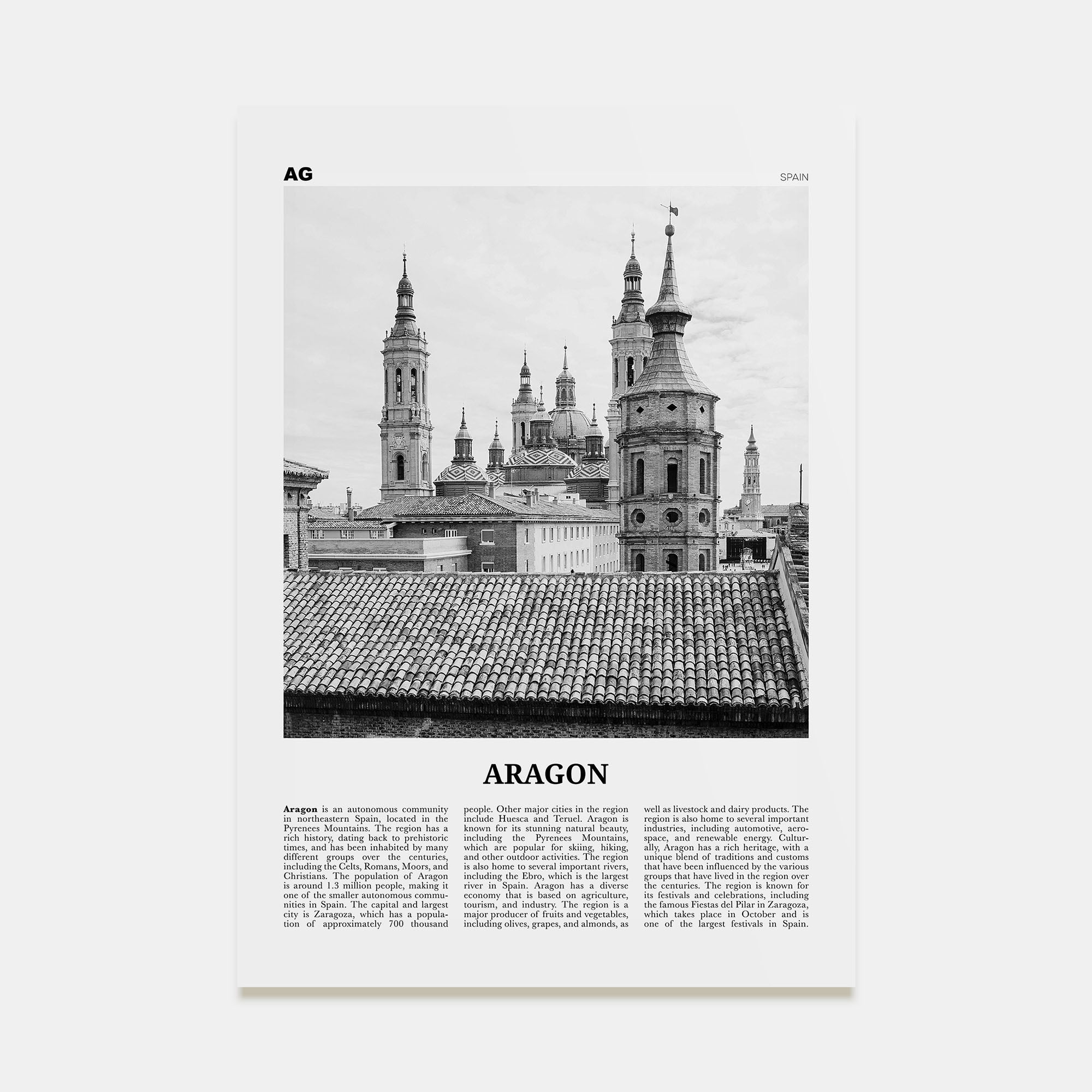 Aragon Travel B&W Poster