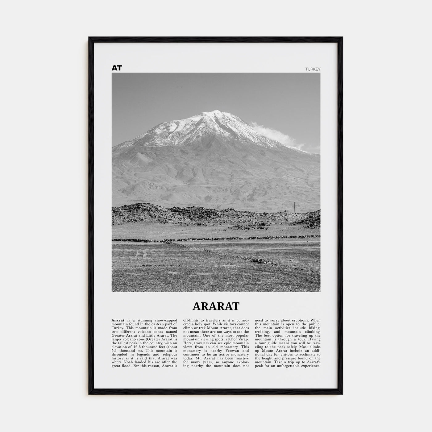 Ararat Travel B&W Poster