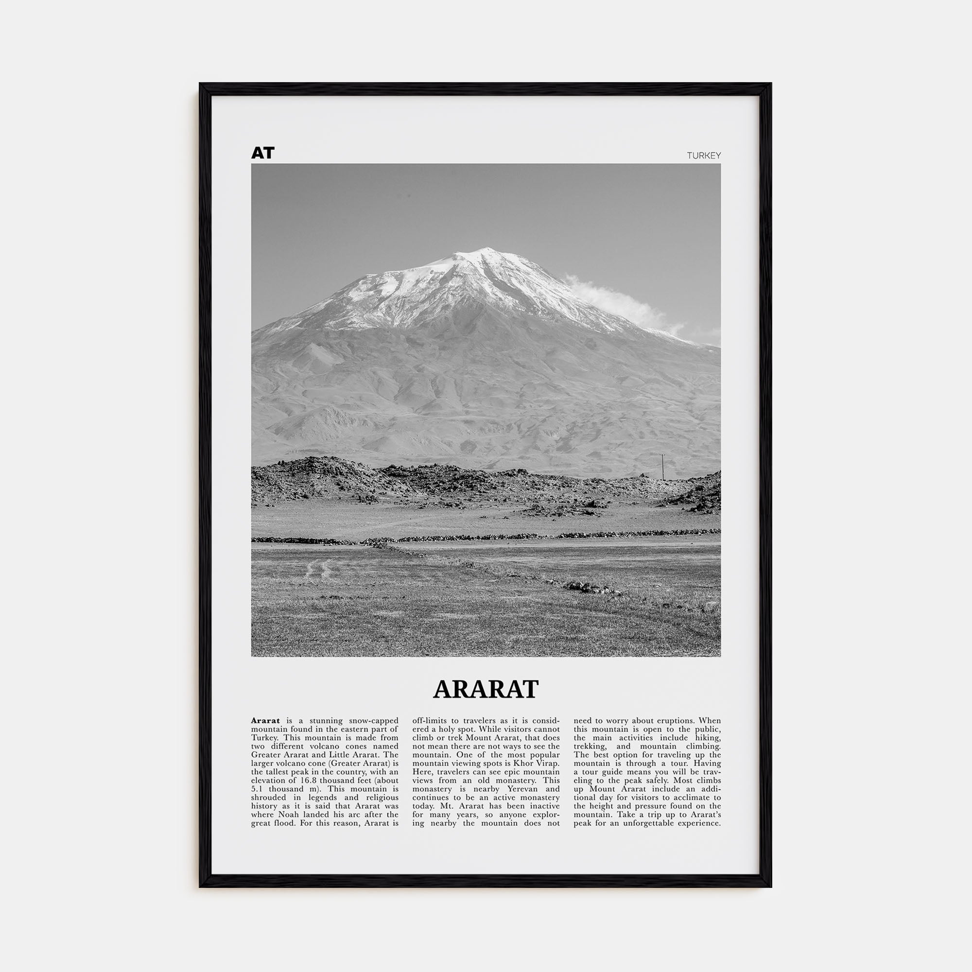 Ararat Travel B&W Poster