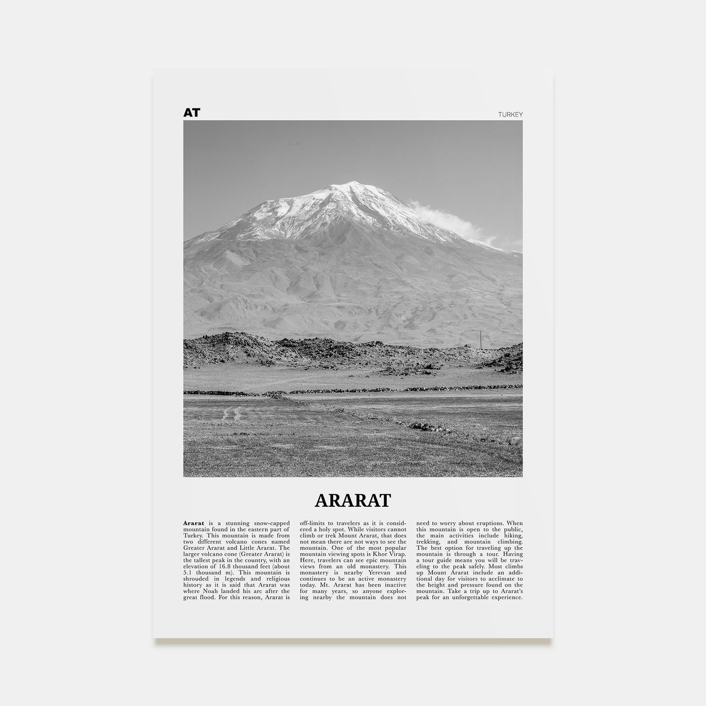 Ararat Travel B&W Poster