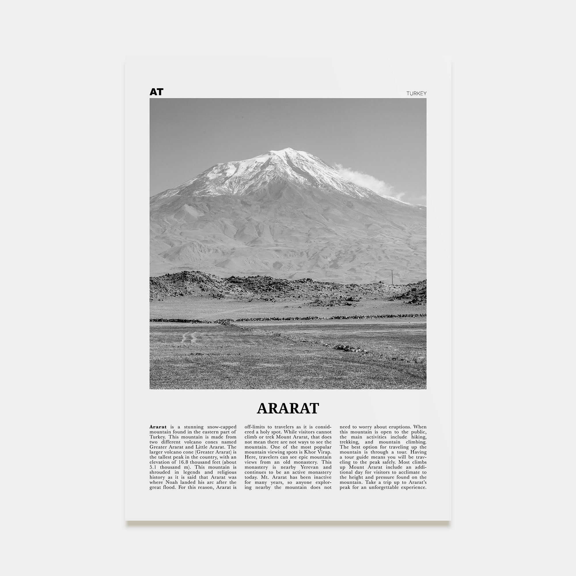 Ararat Travel B&W Poster