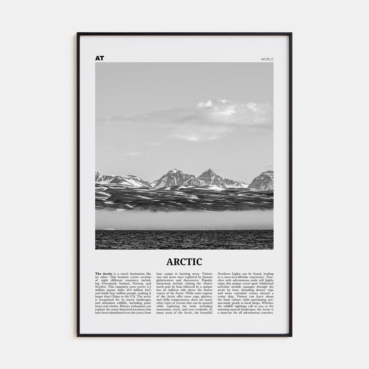 Arctic Travel B&W Poster