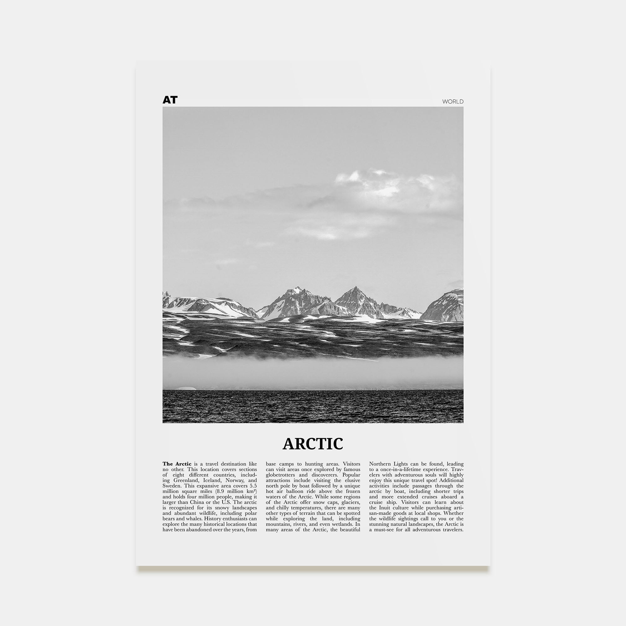 Arctic Travel B&W Poster