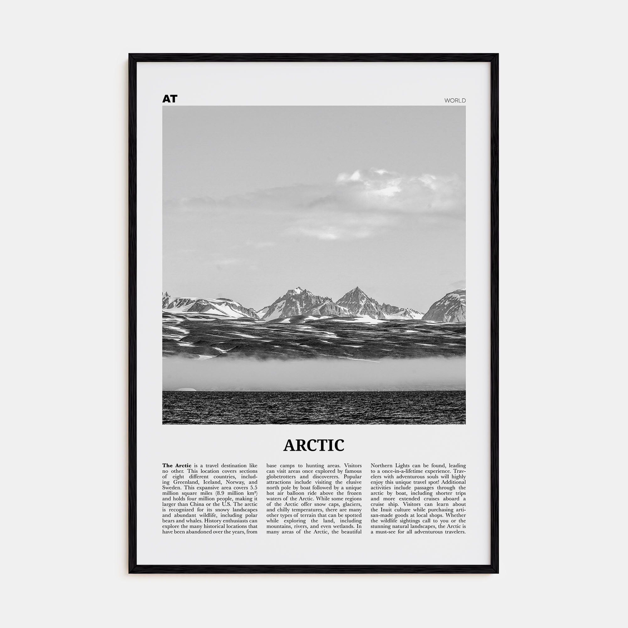 Arctic Travel B&W Poster