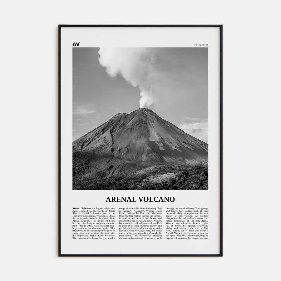 Arenal Volcano National Park Travel B&W Poster