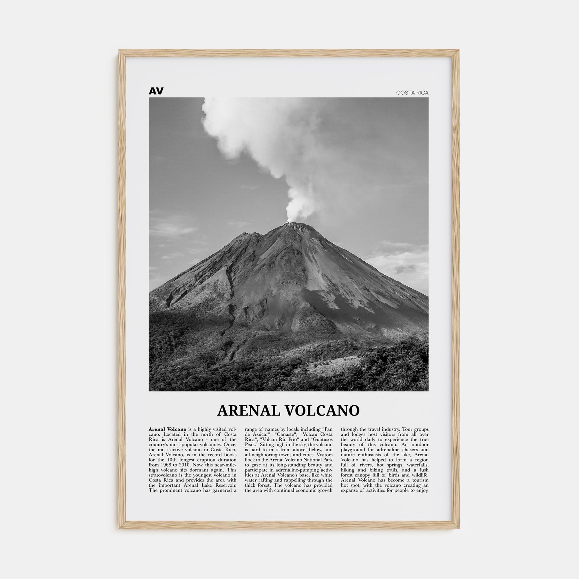 Arenal Volcano National Park Travel B&W Poster