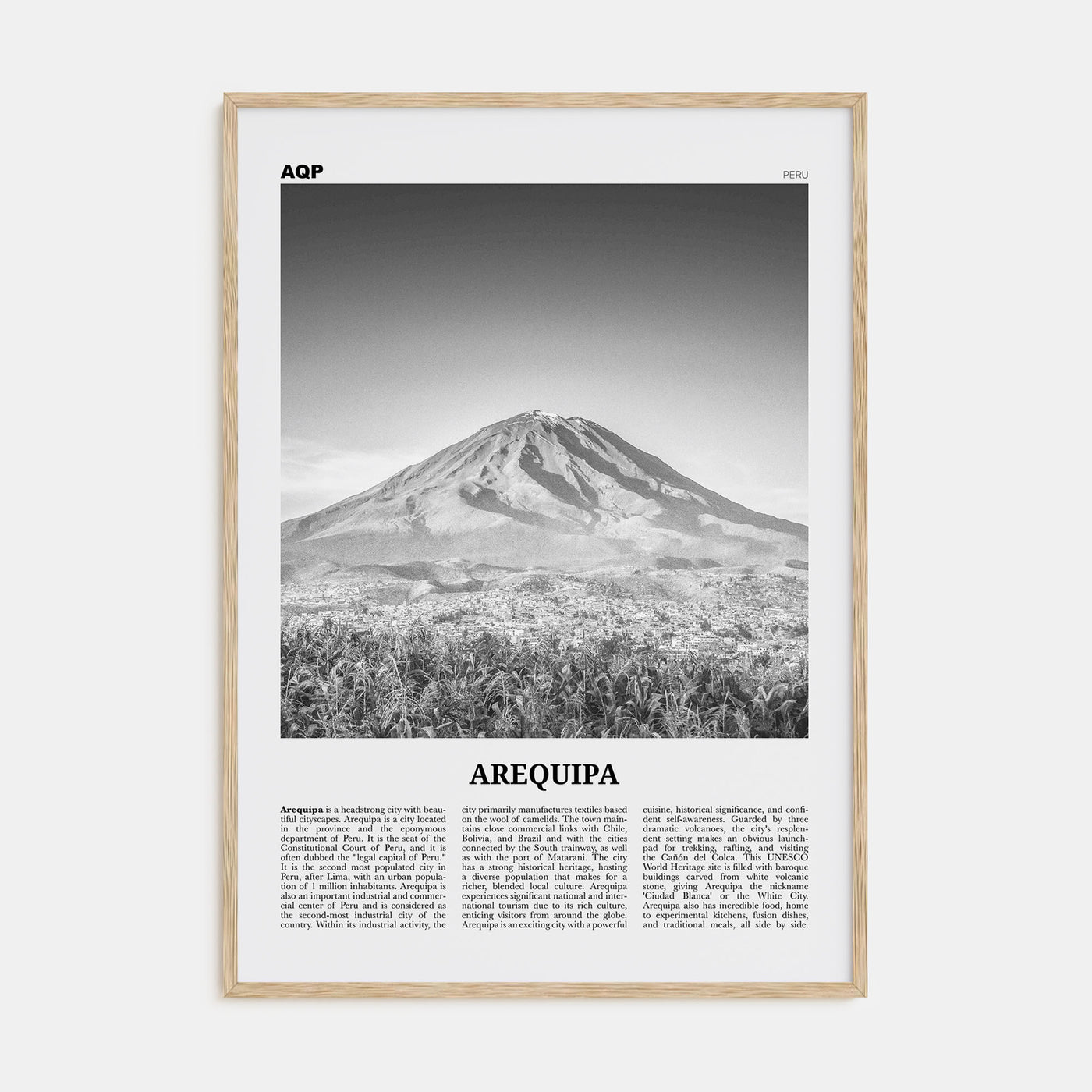 Arequipa Travel B&W Poster