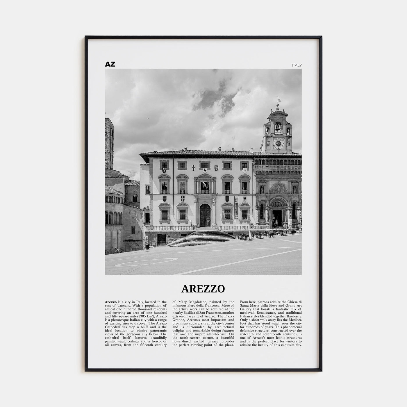 Arezzo Travel B&W Poster