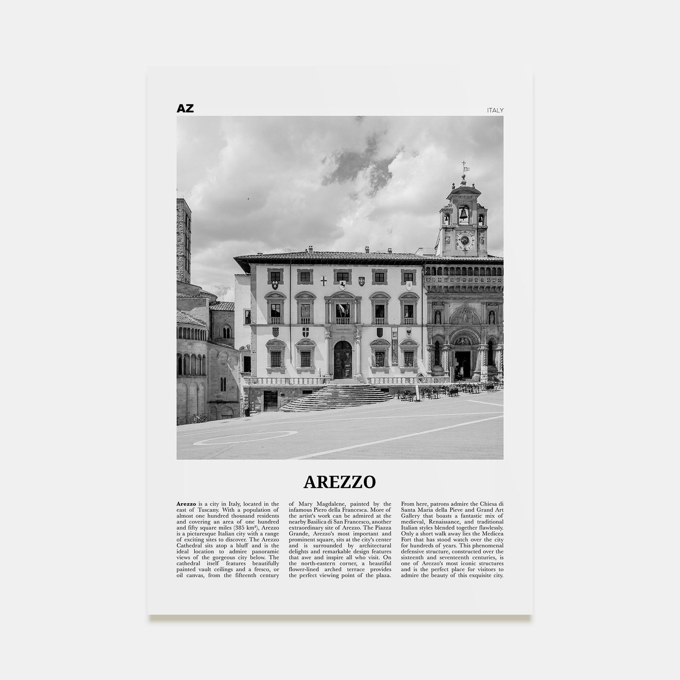 Arezzo Travel B&W Poster
