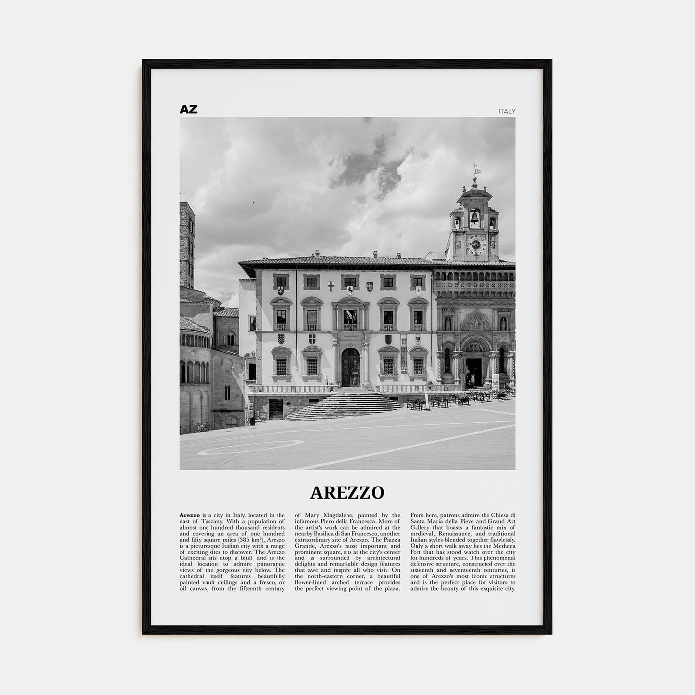 Arezzo Travel B&W Poster