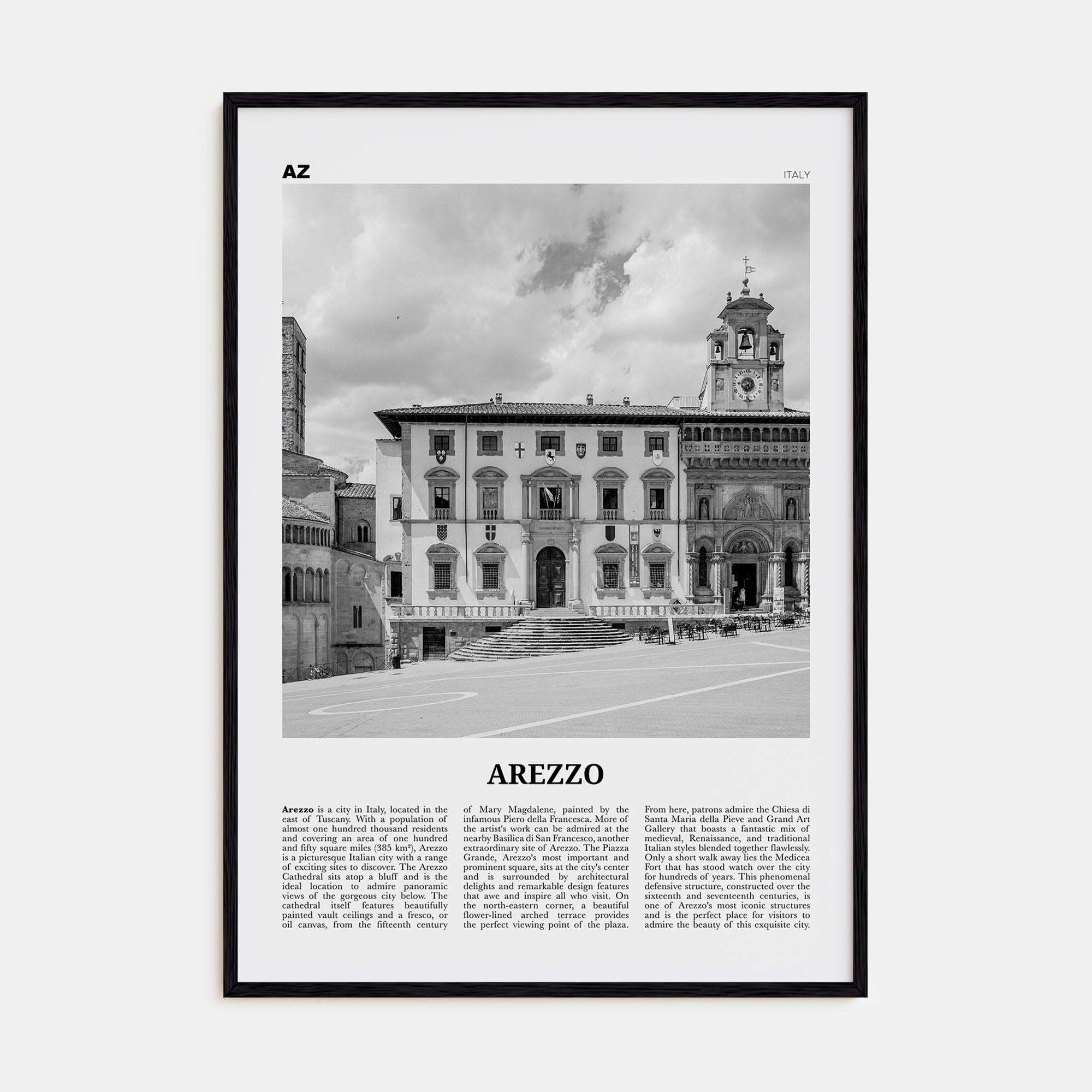 Arezzo Travel B&W Poster