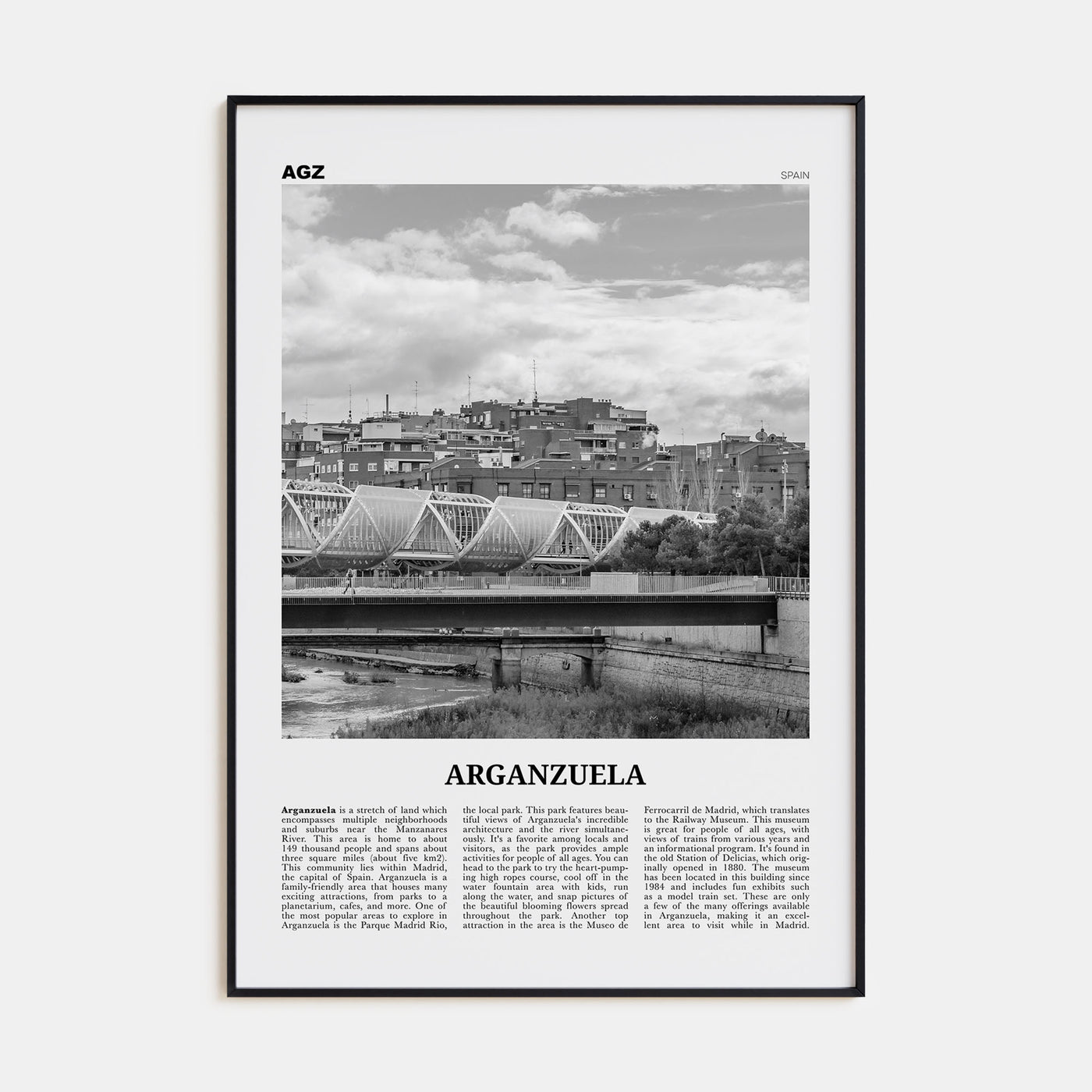 Arganzuela Travel B&W Poster