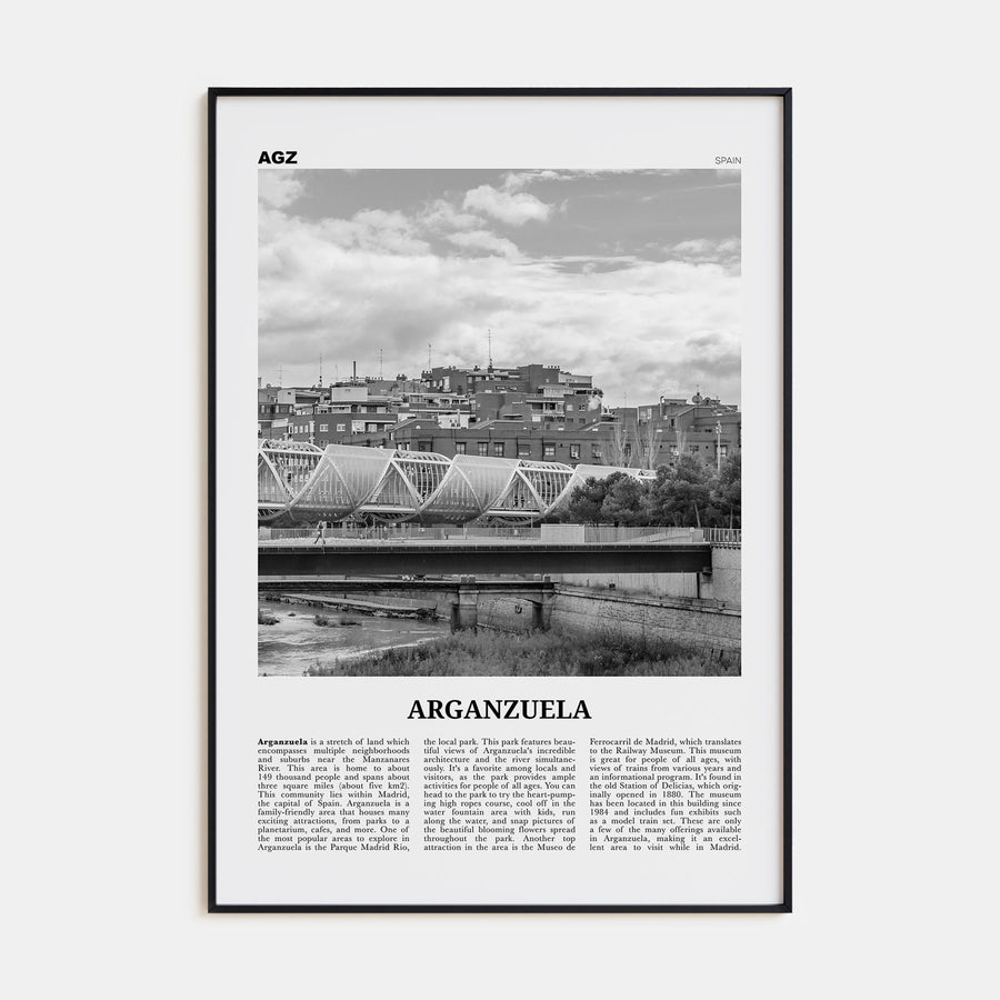 Arganzuela Travel B&W Poster