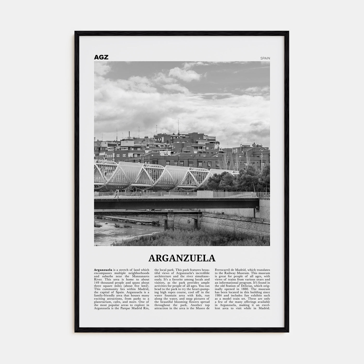 Arganzuela Travel B&W Poster