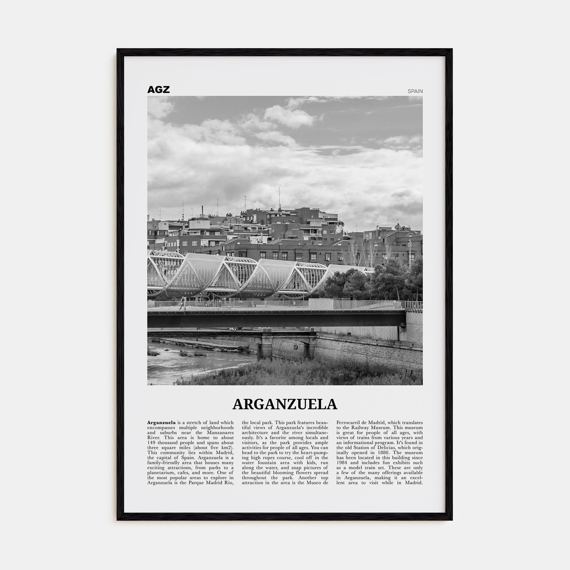 Arganzuela Travel B&W Poster