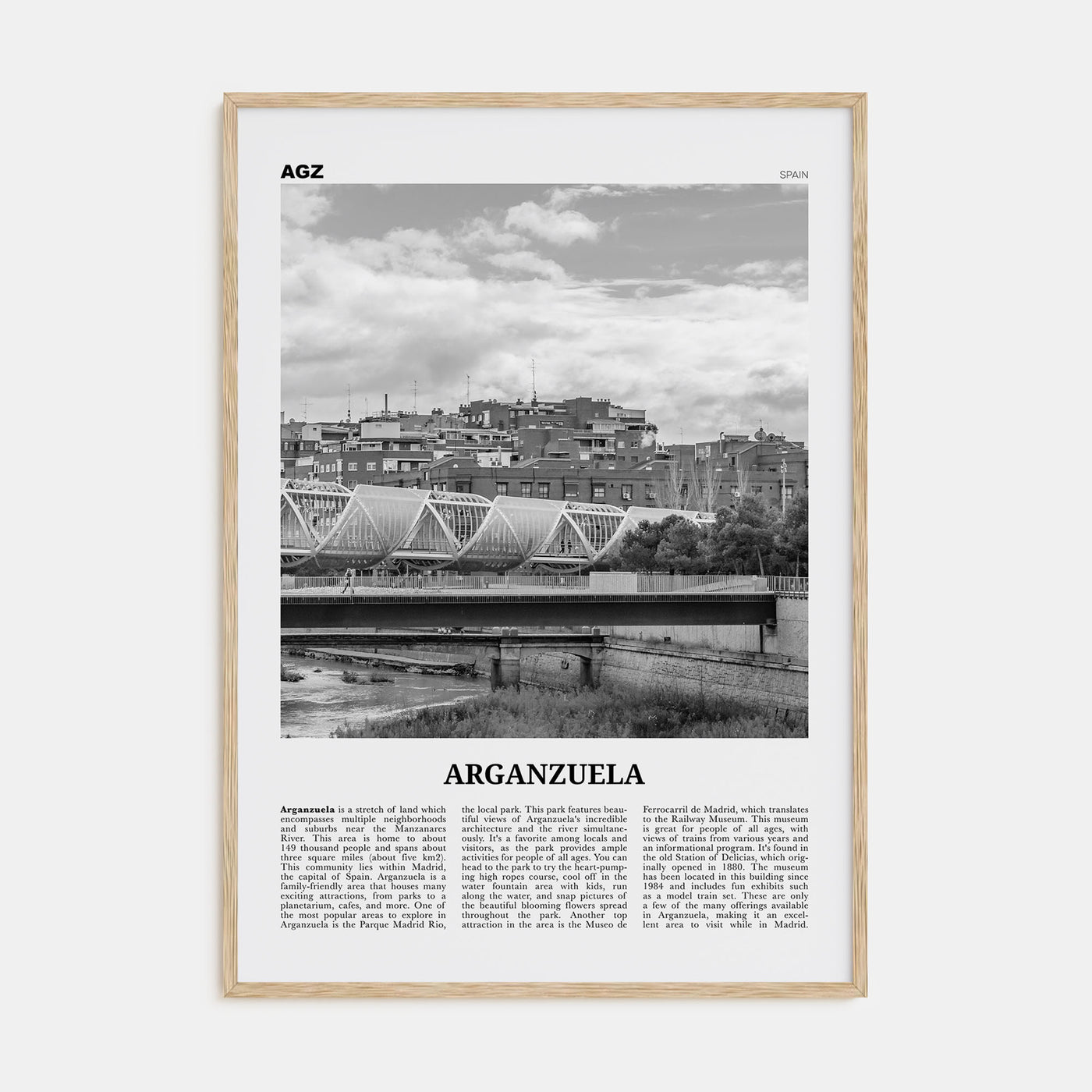 Arganzuela Travel B&W Poster