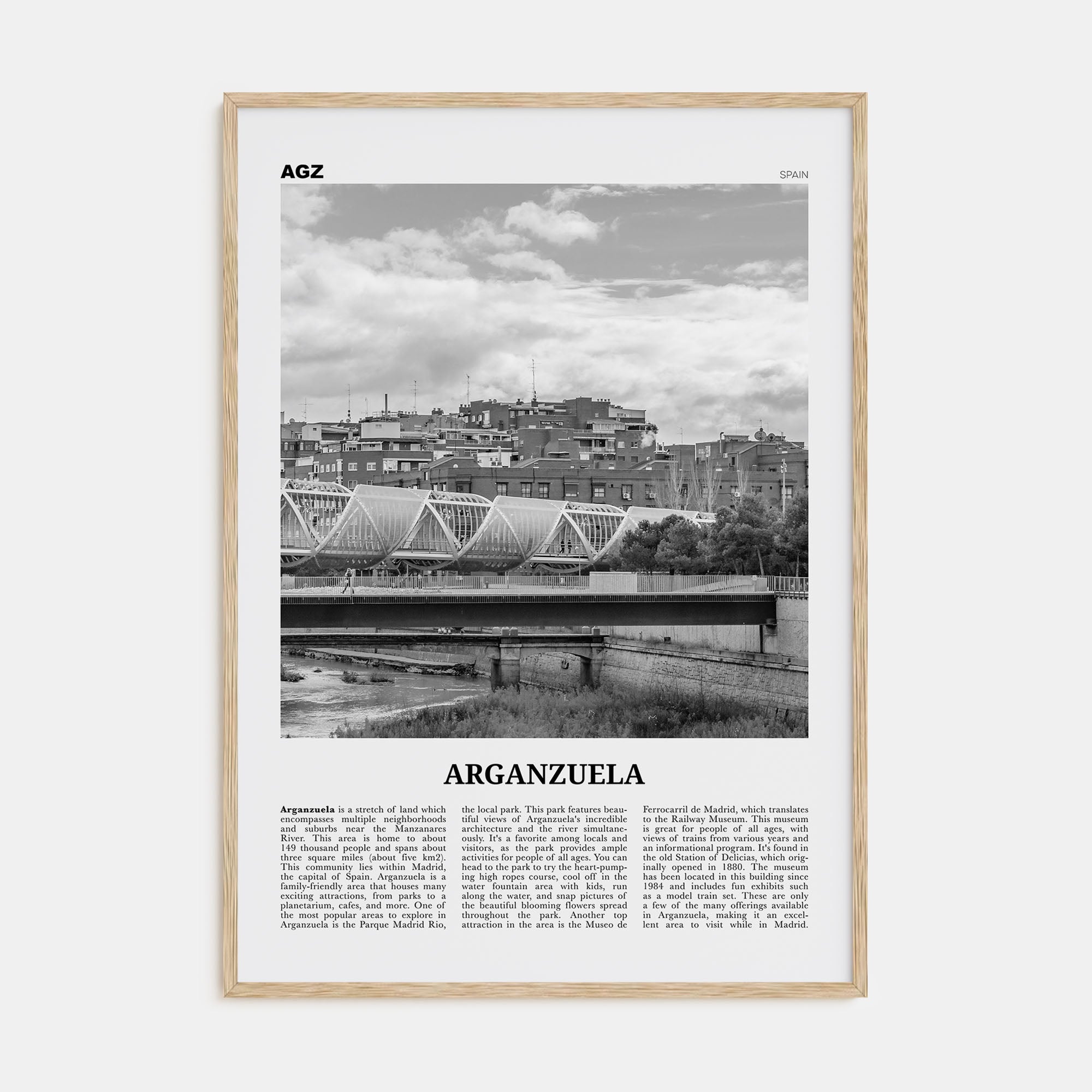 Arganzuela Travel B&W Poster