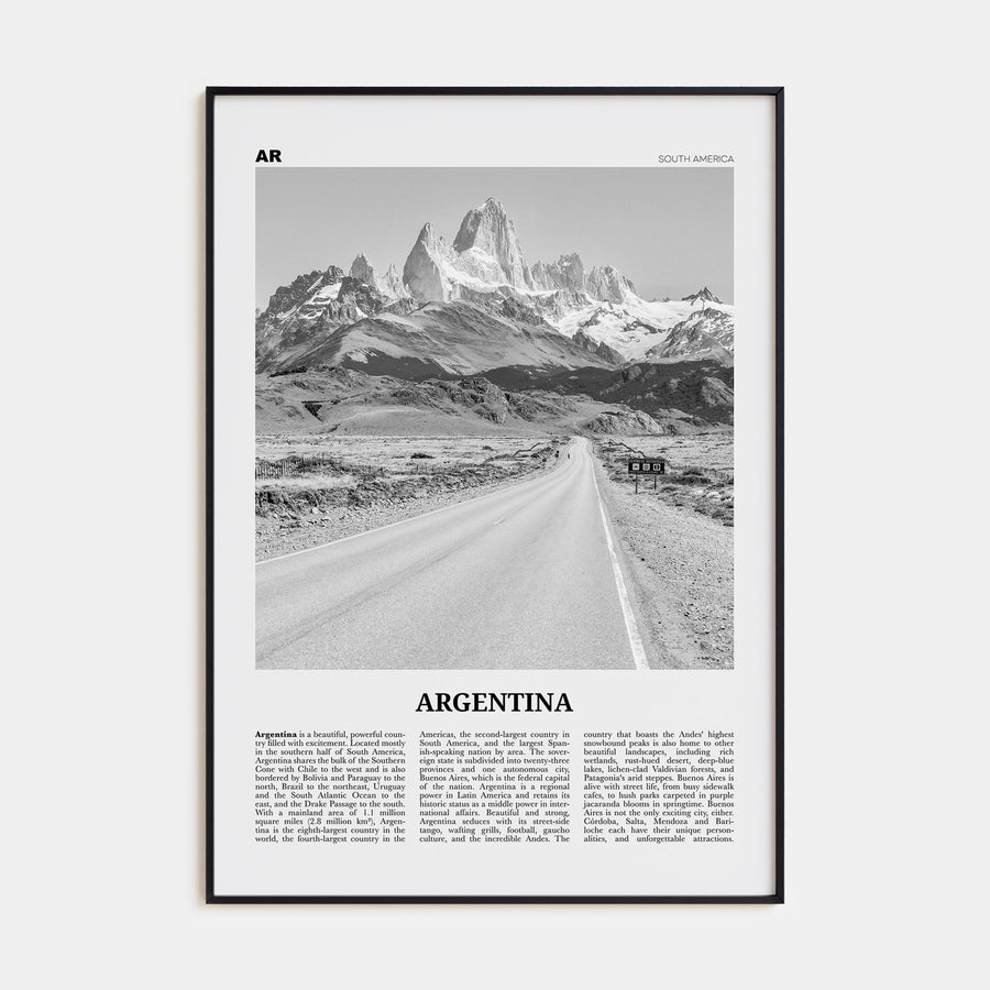 Argentina Travel B&W No 1 Poster