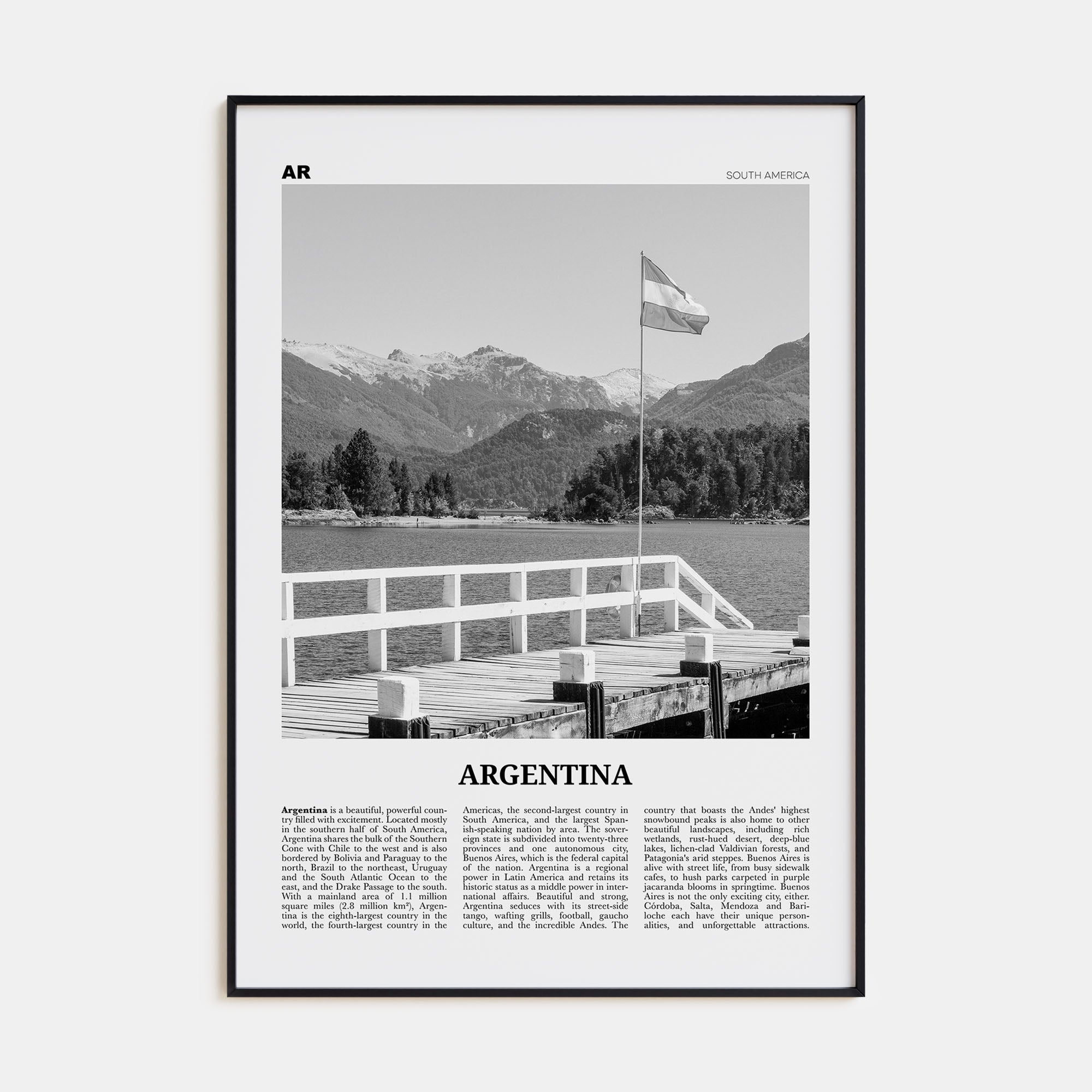 Argentina Travel B&W No 2 Poster