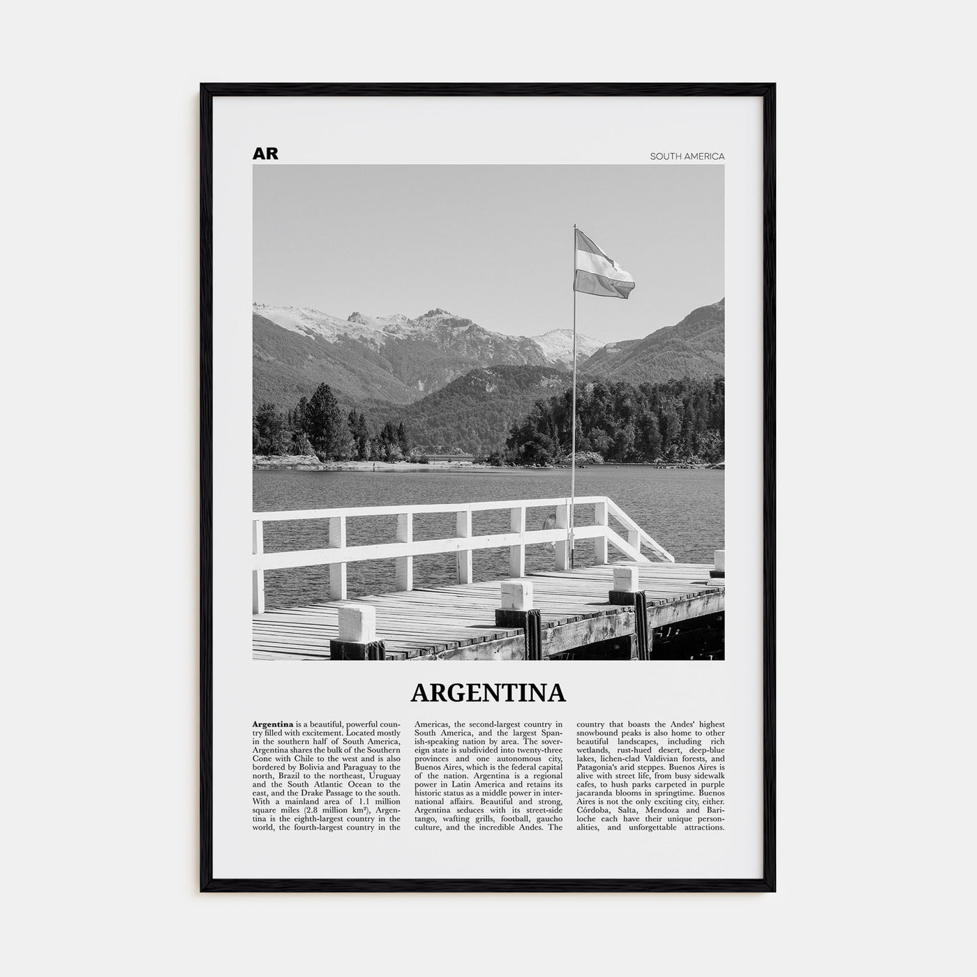 Argentina Travel B&W No 2 Poster