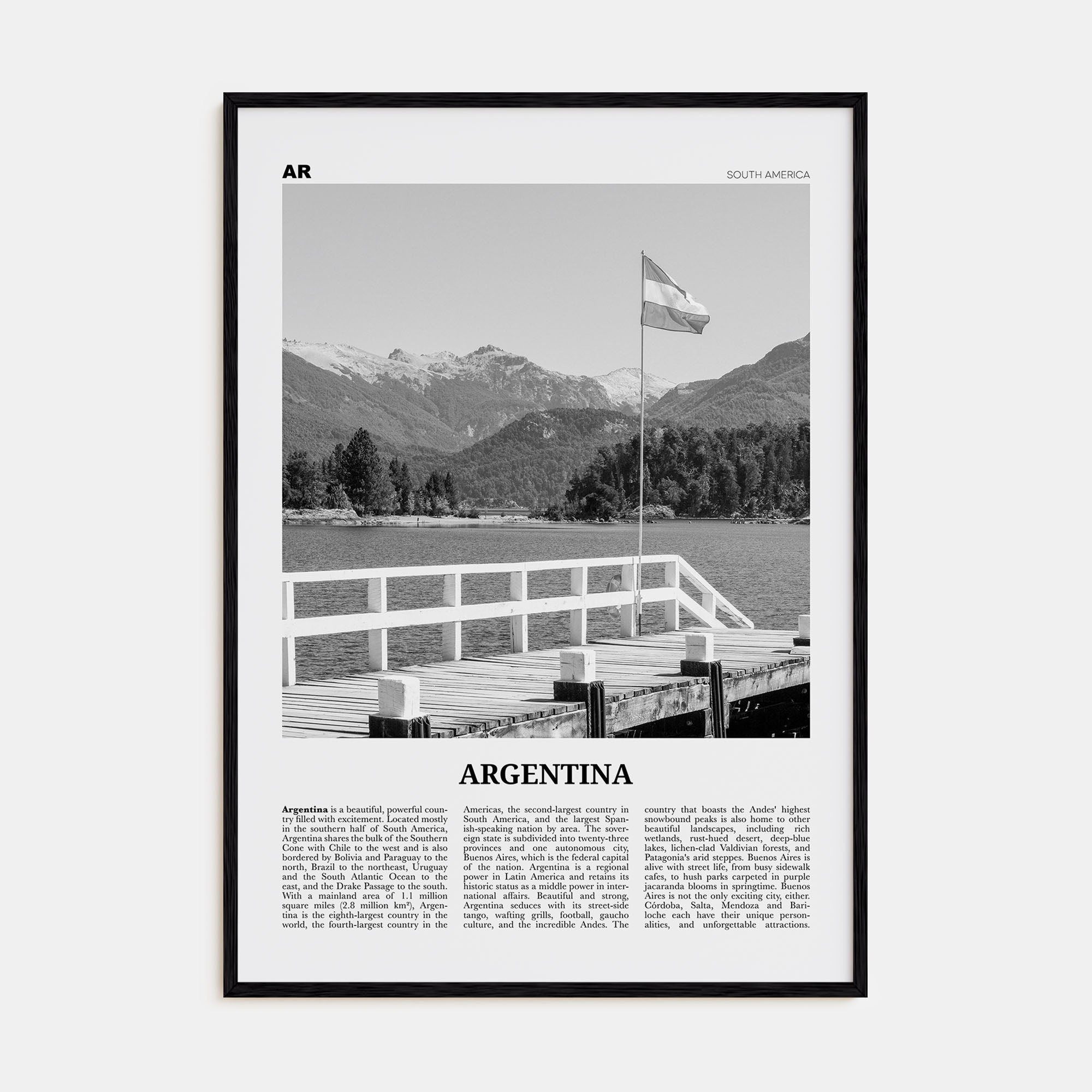 Argentina Travel B&W No 2 Poster