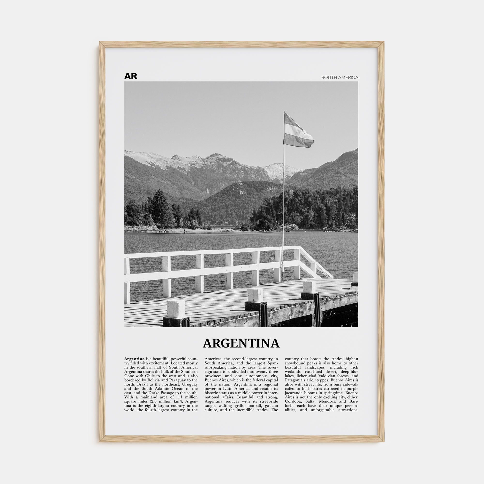 Argentina Travel B&W No 2 Poster