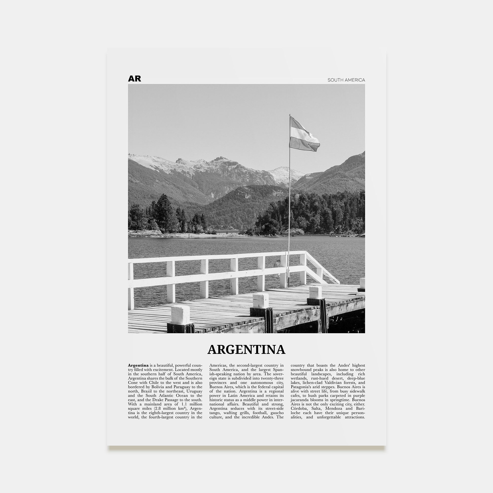 Argentina Travel B&W No 2 Poster