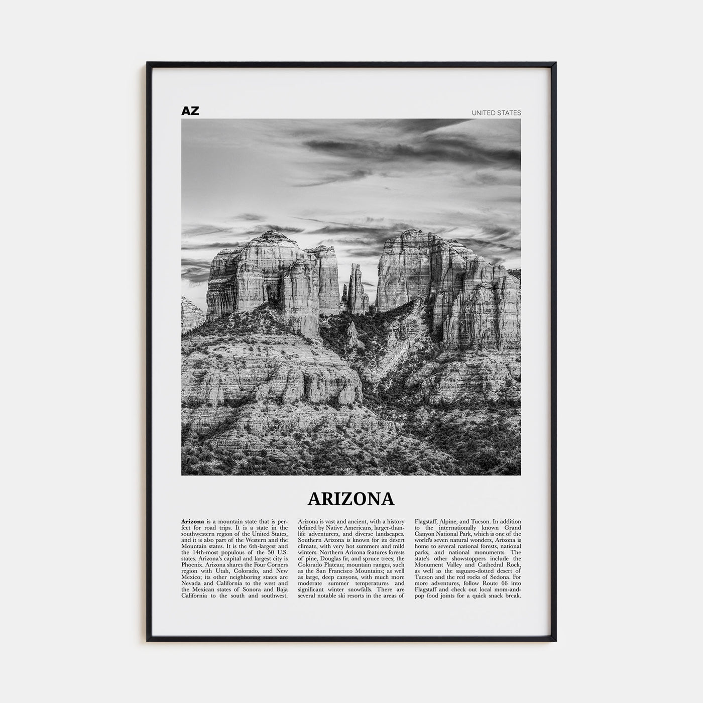 Arizona Travel B&W No 3 Poster
