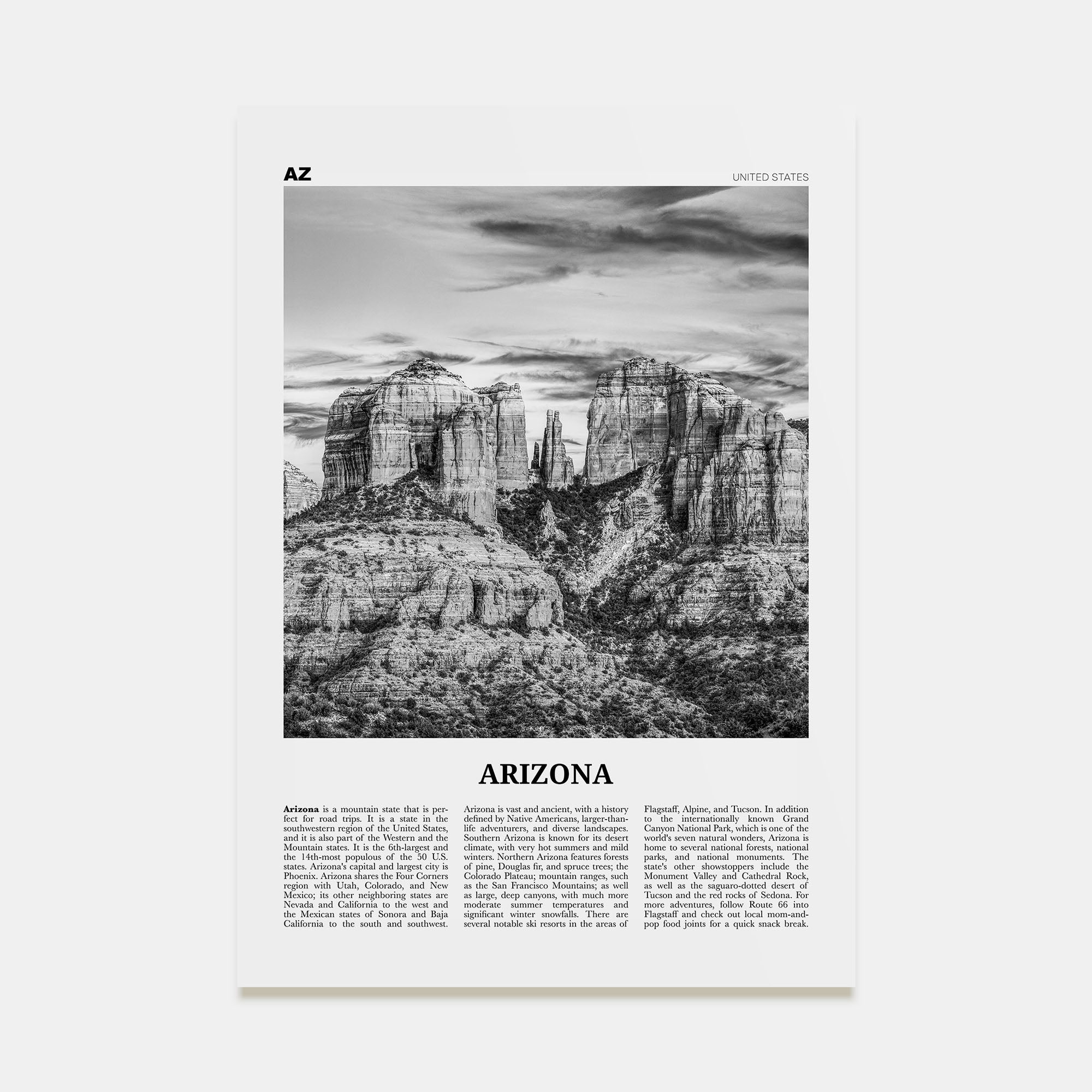 Arizona Travel B&W No 3 Poster