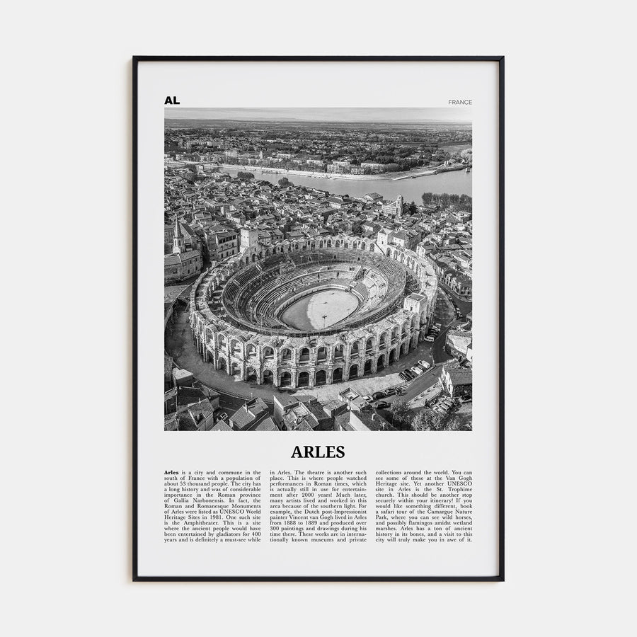 Arles Travel B&W Poster