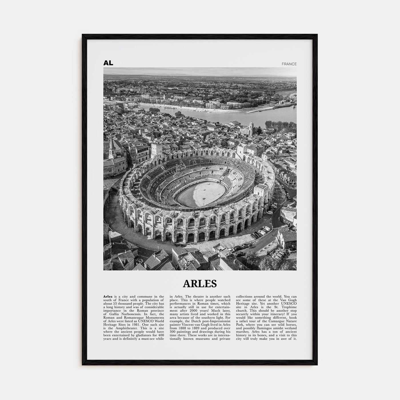 Arles Travel B&W Poster
