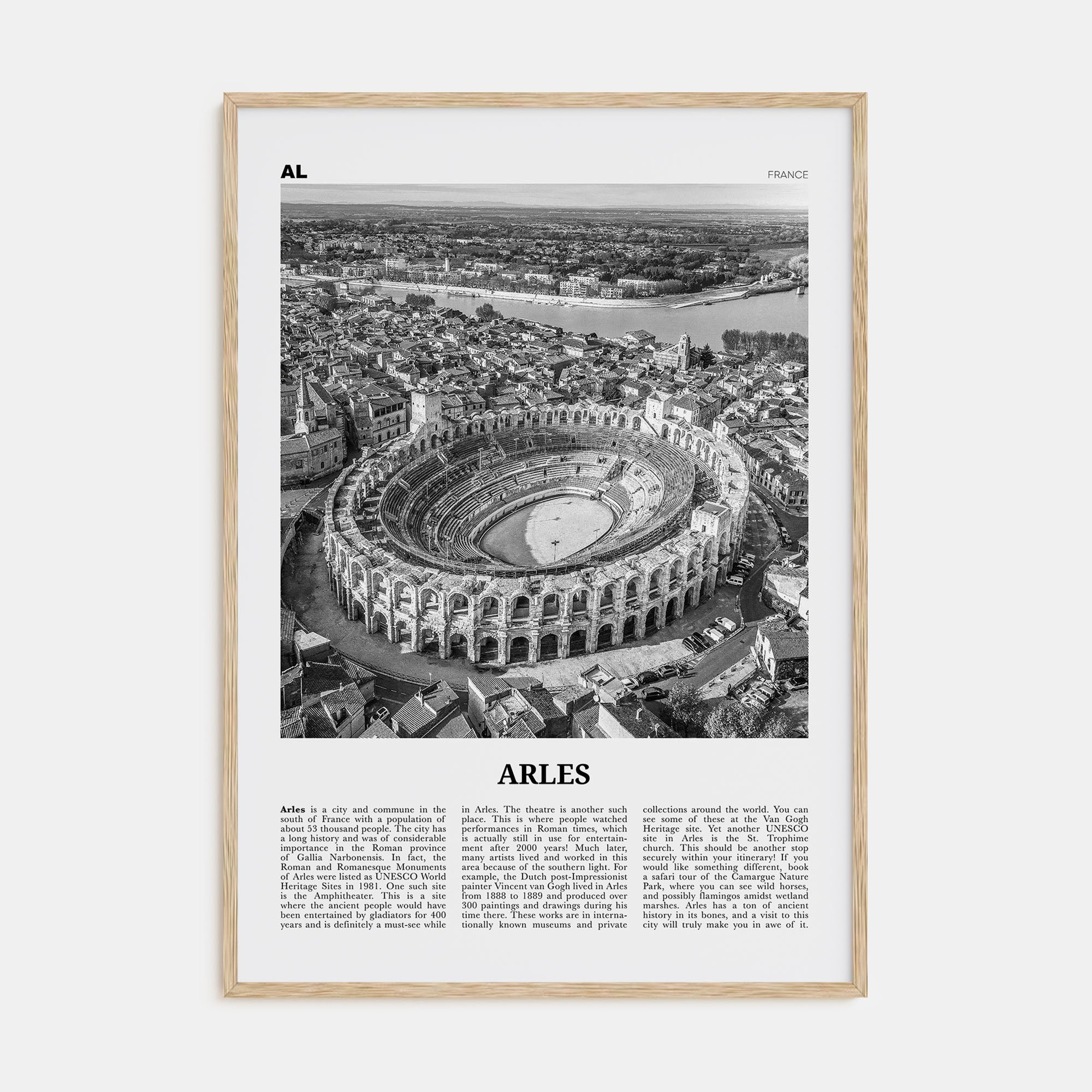 Arles Travel B&W Poster