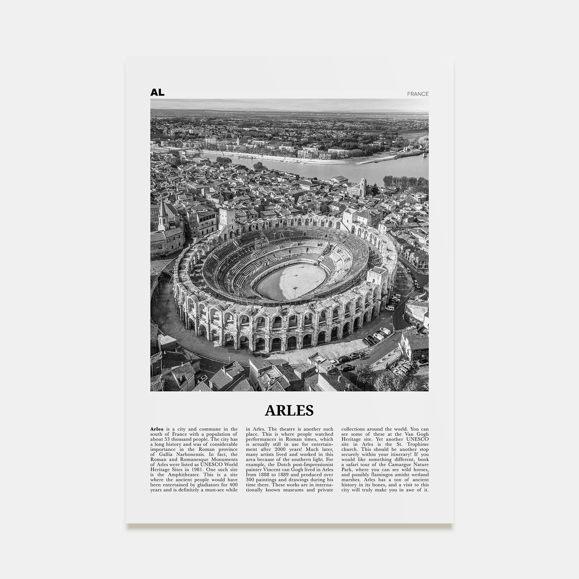 Arles Travel B&W Poster