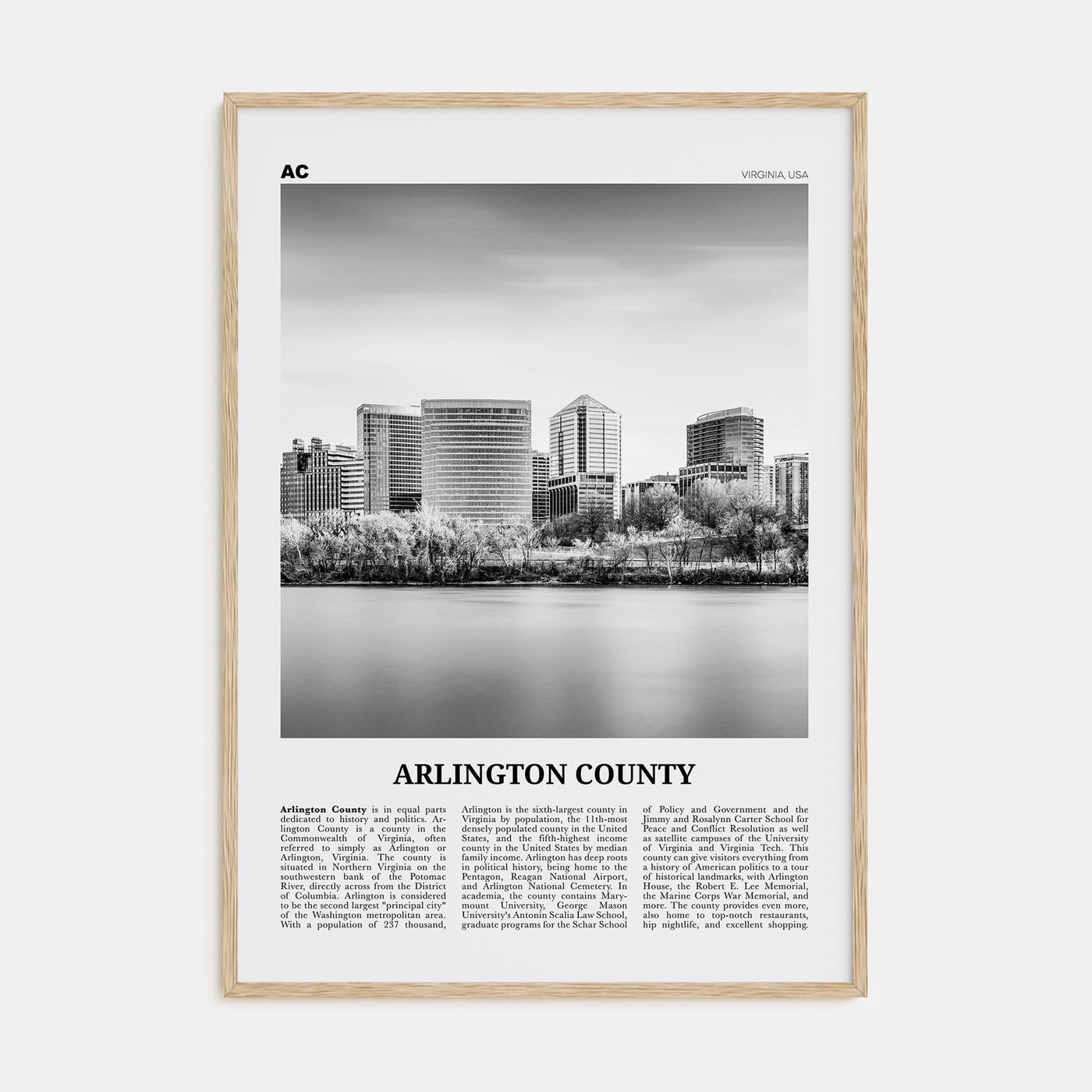 Arlington County, Virginia Travel B&W No 1 Poster