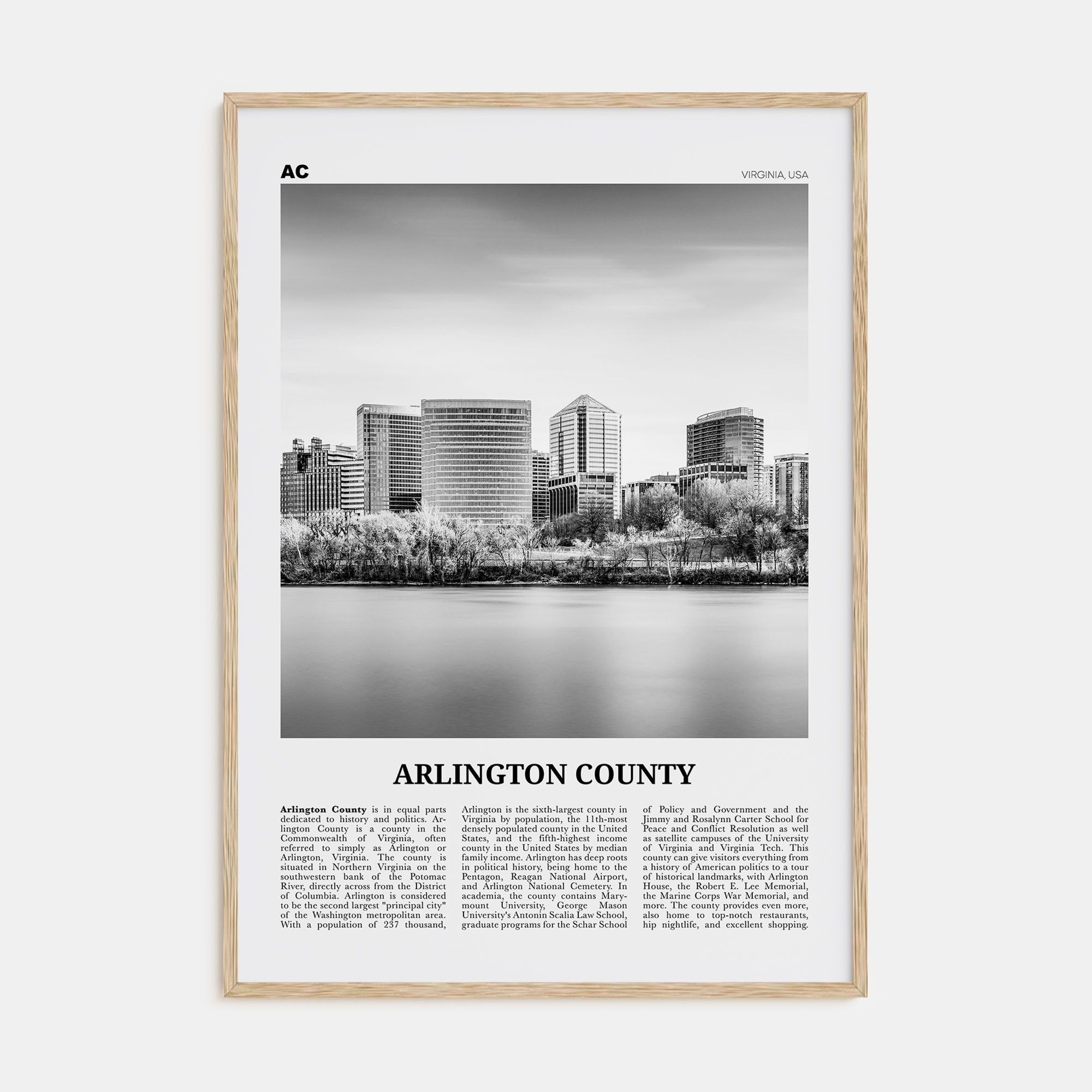 Arlington County, Virginia Travel B&W No 1 Poster