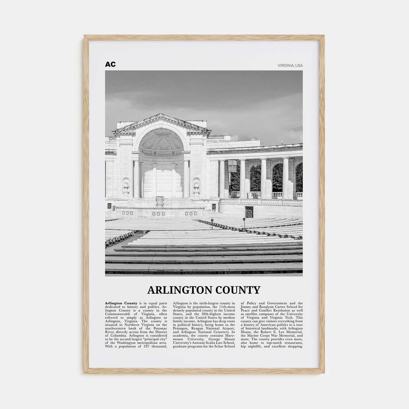 Arlington County, Virginia Travel B&W No 2 Poster